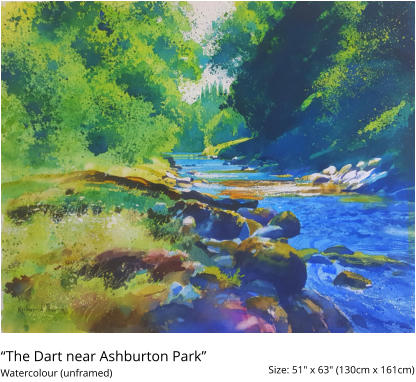 “The Dart near Ashburton Park”  Size: 51" x 63" (130cm x 161cm)  Watercolour (unframed)