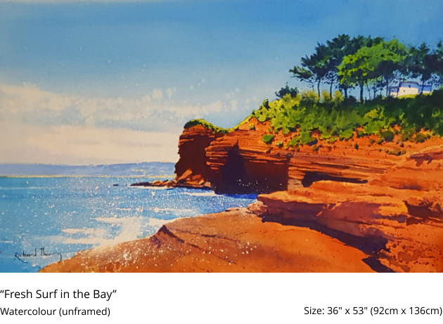 “Fresh Surf in the Bay”  Watercolour (unframed)	 Size: 36" x 53" (92cm x 136cm)