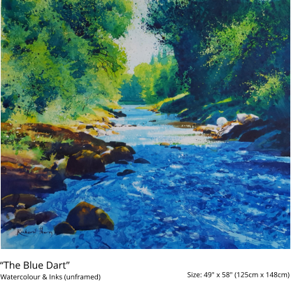 “The Blue Dart”  Size: 49" x 58" (125cm x 148cm)  Watercolour & Inks (unframed)